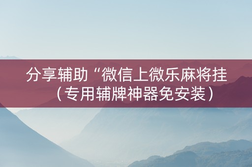 分享辅助“微信上微乐麻将挂（专用辅牌神器免安装）