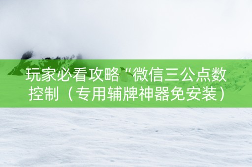 玩家必看攻略“微信三公点数控制（专用辅牌神器免安装）