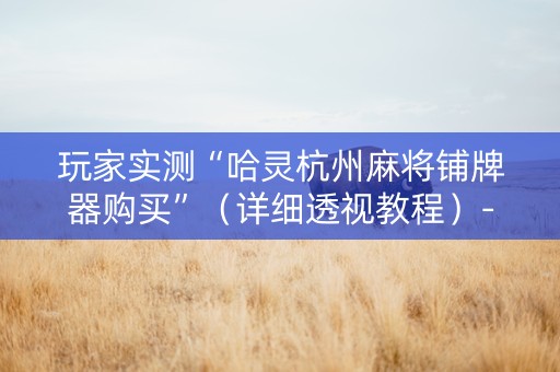 玩家实测“哈灵杭州麻将铺牌器购买”（详细透视教程）-哔哩哔哩