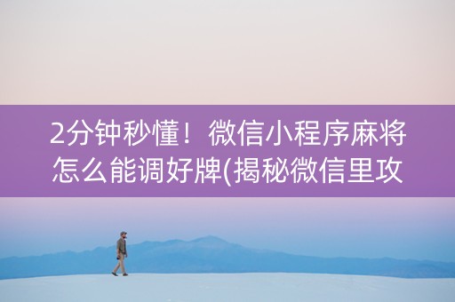2分钟秒懂！微信小程序麻将怎么能调好牌(揭秘微信里攻略插件)