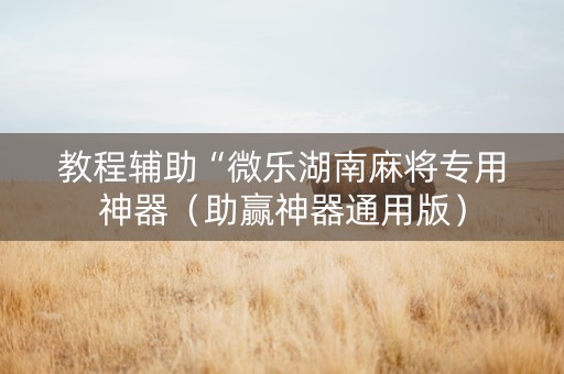 教程辅助“微乐湖南麻将专用神器（助赢神器通用版）