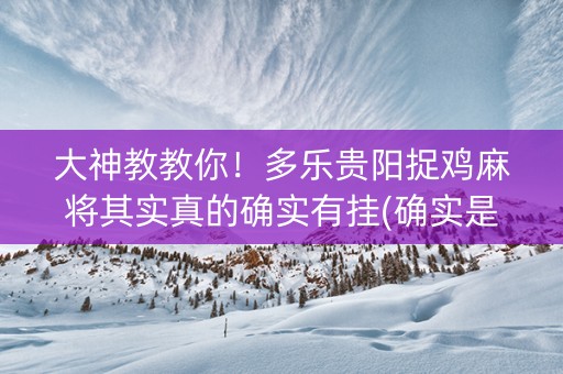 大神教教你！多乐贵阳捉鸡麻将其实真的确实有挂(确实是有挂的)