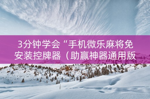 3分钟学会“手机微乐麻将免安装控牌器（助赢神器通用版）