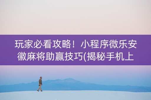玩家必看攻略！小程序微乐安徽麻将助赢技巧(揭秘手机上输赢规律)
