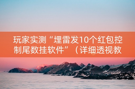 玩家实测“埋雷发10个红包控制尾数挂软件”（详细透视教程）-哔哩哔哩