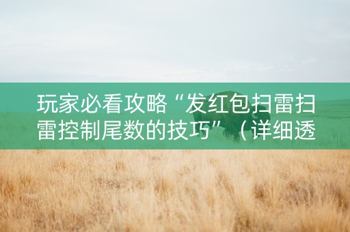 玩家必看攻略“发红包扫雷扫雷控制尾数的技巧”（详细透视教程）-哔哩哔哩