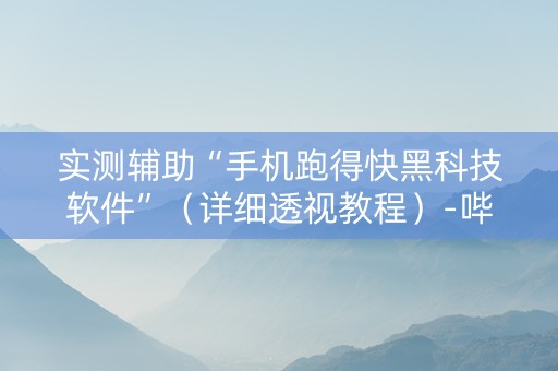 实测辅助“手机跑得快黑科技软件”（详细透视教程）-哔哩哔哩