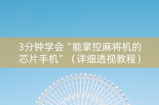 3分钟学会“能掌控麻将机的芯片手机”（详细透视教程）-哔哩哔哩