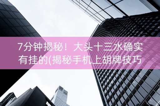 7分钟揭秘！大头十三水确实有挂的(揭秘手机上胡牌技巧)