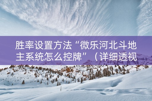 胜率设置方法“微乐河北斗地主系统怎么控牌”（详细透视教程）-哔哩哔哩