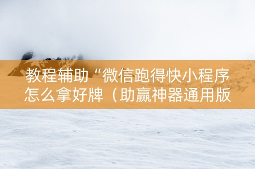 教程辅助“微信跑得快小程序怎么拿好牌（助赢神器通用版）