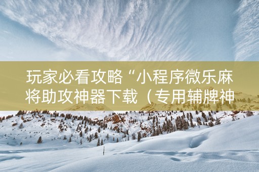 玩家必看攻略“小程序微乐麻将助攻神器下载（专用辅牌神器免安装）