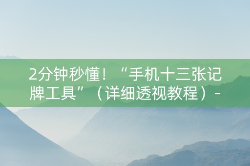 2分钟秒懂！“手机十三张记牌工具”（详细透视教程）-哔哩哔哩