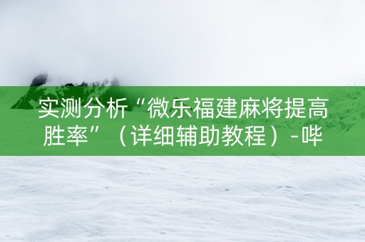 实测分析“微乐福建麻将提高胜率”（详细辅助教程）-哔哩哔哩