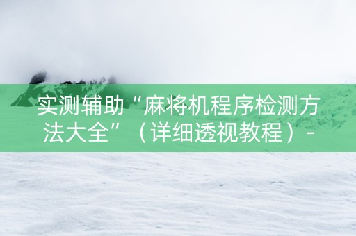 实测辅助“麻将机程序检测方法大全”（详细透视教程）-哔哩哔哩