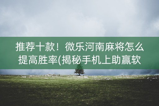 推荐十款！微乐河南麻将怎么提高胜率(揭秘手机上助赢软件)