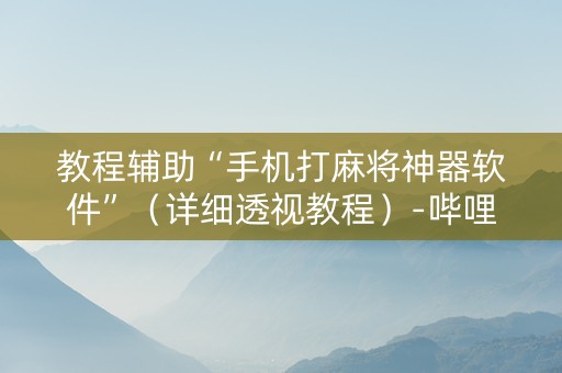 教程辅助“手机打麻将神器软件”（详细透视教程）-哔哩哔哩