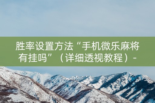 胜率设置方法“手机微乐麻将有挂吗”（详细透视教程）-哔哩哔哩