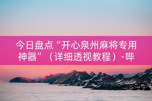 今日盘点“开心泉州麻将专用神器”（详细透视教程）-哔哩哔哩