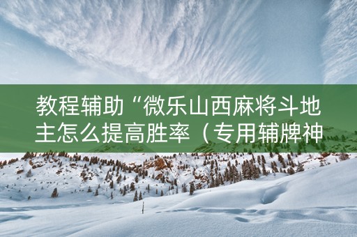 教程辅助“微乐山西麻将斗地主怎么提高胜率（专用辅牌神器免安装）