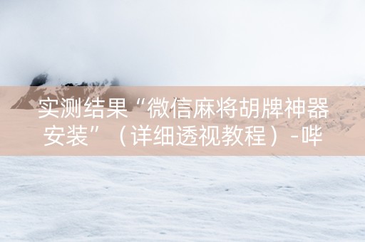 实测结果“微信麻将胡牌神器安装”（详细透视教程）-哔哩哔哩