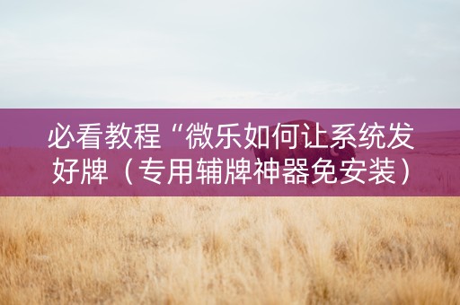 必看教程“微乐如何让系统发好牌（专用辅牌神器免安装）
