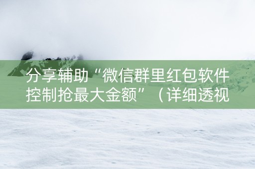 分享辅助“微信群里红包软件控制抢最大金额”（详细透视教程）-哔哩哔哩