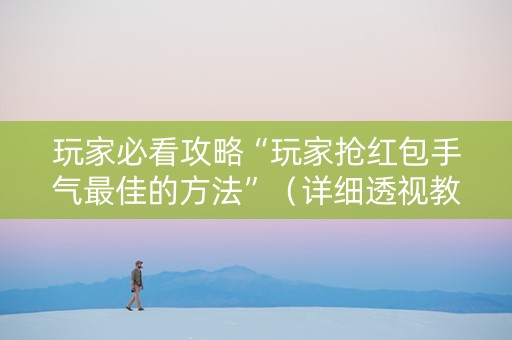 玩家必看攻略“玩家抢红包手气最佳的方法”（详细透视教程）-哔哩哔哩