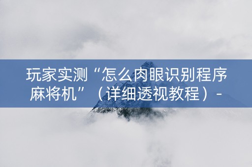 玩家实测“怎么肉眼识别程序麻将机”（详细透视教程）-哔哩哔哩