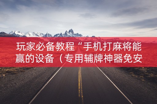 玩家必备教程“手机打麻将能赢的设备（专用辅牌神器免安装）