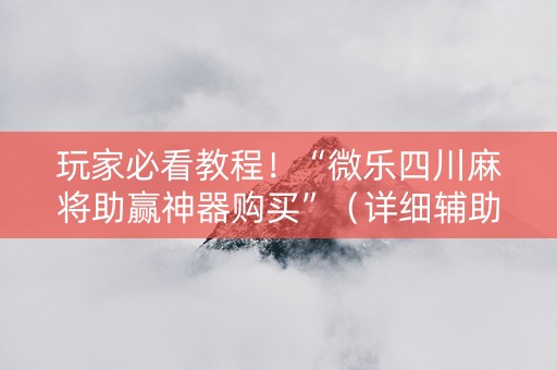 玩家必看教程！“微乐四川麻将助赢神器购买”（详细辅助教程）-哔哩哔哩