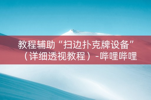 教程辅助“扫边扑克牌设备”（详细透视教程）-哔哩哔哩