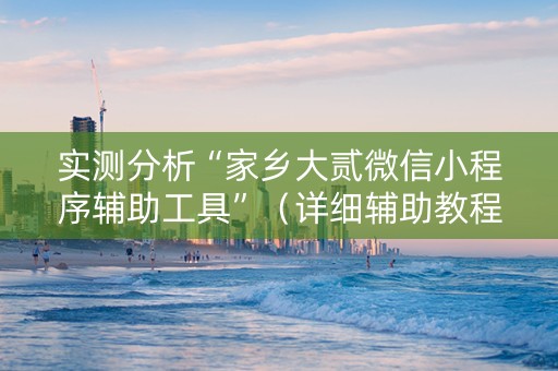 实测分析“家乡大贰微信小程序辅助工具”（详细辅助教程）-哔哩哔哩