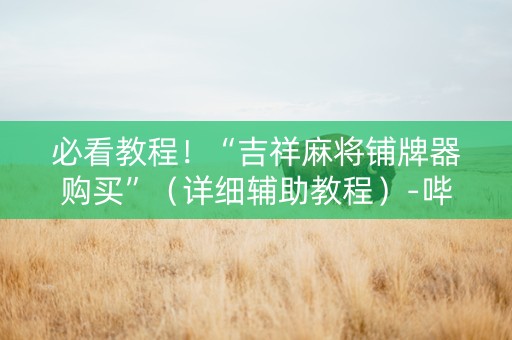 必看教程！“吉祥麻将铺牌器购买”（详细辅助教程）-哔哩哔哩