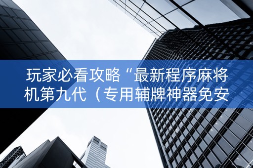 玩家必看攻略“最新程序麻将机第九代（专用辅牌神器免安装）