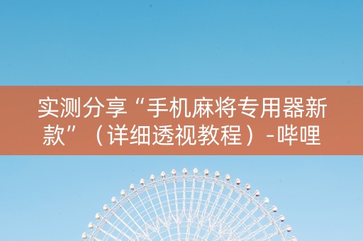 实测分享“手机麻将专用器新款”（详细透视教程）-哔哩哔哩