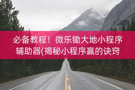 必备教程！微乐锄大地小程序辅助器(揭秘小程序赢的诀窍)