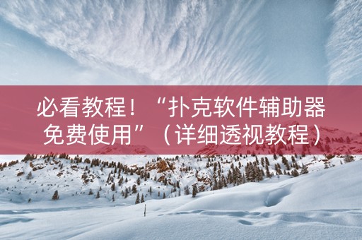 必看教程！“扑克软件辅助器免费使用”（详细透视教程）-哔哩哔哩