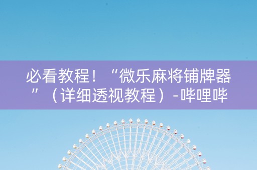 必看教程！“微乐麻将铺牌器”（详细透视教程）-哔哩哔哩