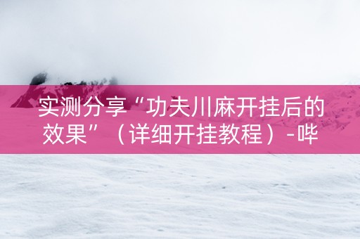 实测分享“功夫川麻开挂后的效果”（详细开挂教程）-哔哩哔哩