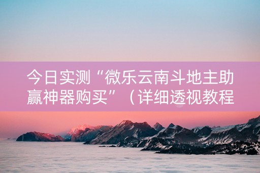今日实测“微乐云南斗地主助赢神器购买”（详细透视教程）-哔哩哔哩