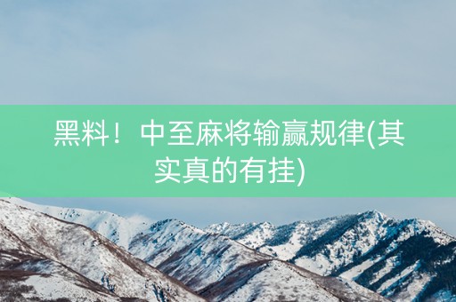 黑料！中至麻将输赢规律(其实真的有挂)
