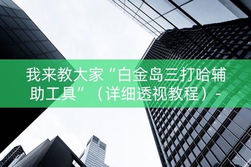 我来教大家“白金岛三打哈辅助工具”（详细透视教程）-哔哩哔哩