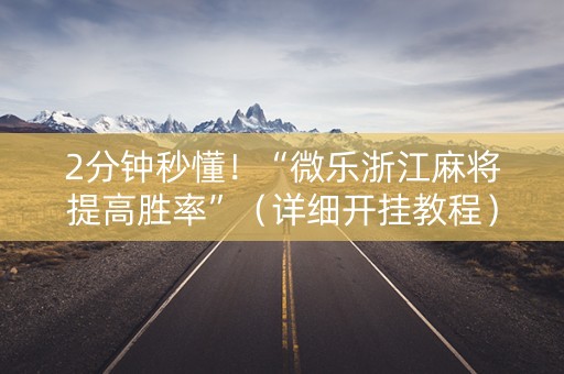 2分钟秒懂！“微乐浙江麻将提高胜率”（详细开挂教程）-哔哩哔哩