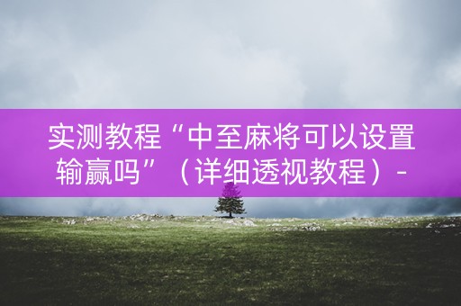 实测教程“中至麻将可以设置输赢吗”（详细透视教程）-哔哩哔哩