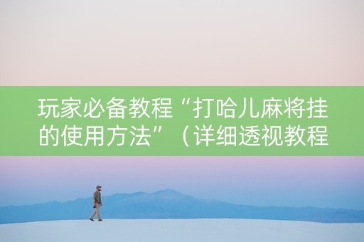 玩家必备教程“打哈儿麻将挂的使用方法”（详细透视教程）-哔哩哔哩