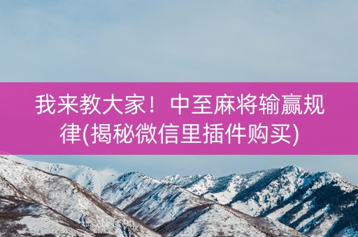 我来教大家！中至麻将输赢规律(揭秘微信里插件购买)