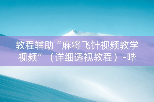 教程辅助“麻将飞针视频教学视频”（详细透视教程）-哔哩哔哩