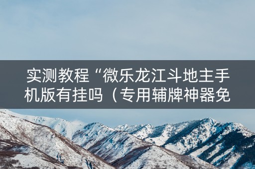 实测教程“微乐龙江斗地主手机版有挂吗（专用辅牌神器免安装）