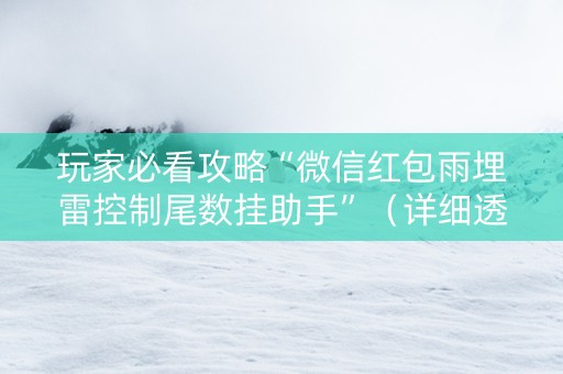 玩家必看攻略“微信红包雨埋雷控制尾数挂助手”（详细透视教程）-哔哩哔哩